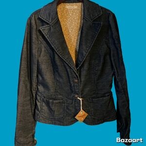 Womens Urban Life Blue Grey Tailored Lined Blazer Jacket Sz M Faux Denim